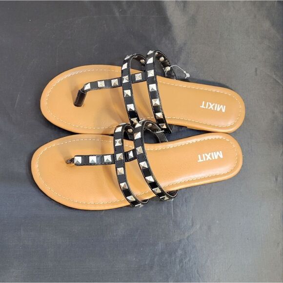 BRAND NEW MIXIT 3-STRAPS THONG WOMEN"S STUDDED DETAILING ROUND TOE  SAND… - Picture 12 of 15